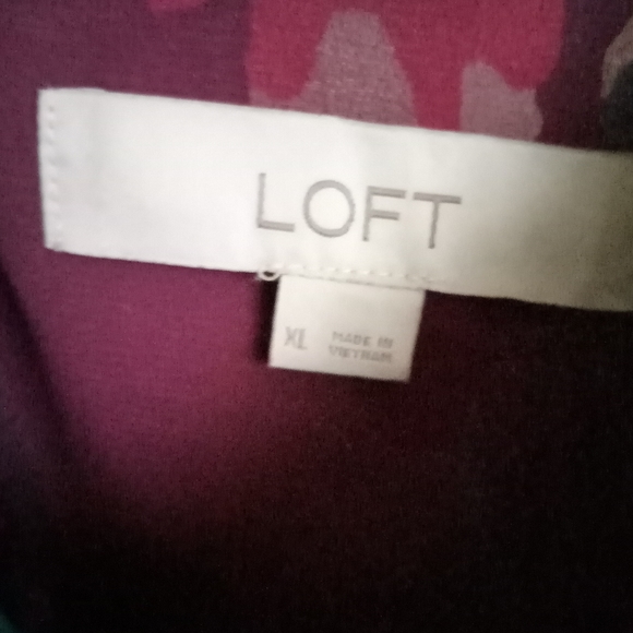 Women's Loft Floral Midi Shift Dress Burgundy XL - Picture 4 of 5